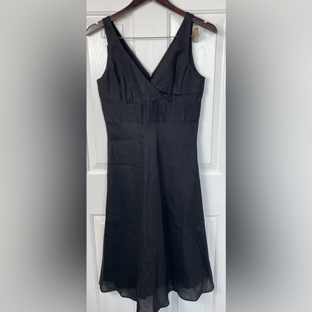NWOT J. Crew Linen Dress Black Size 4 Sleeveless VNeck Empire Waist Womens Small